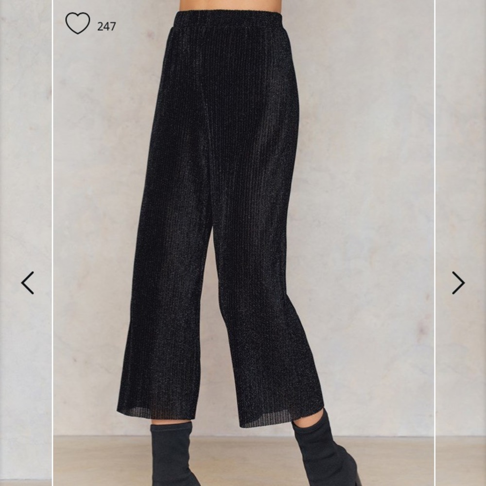 Black glittery pleated culottes size XS
